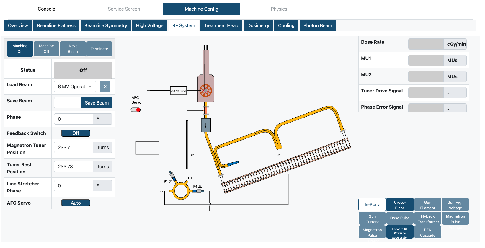Machine Config screen