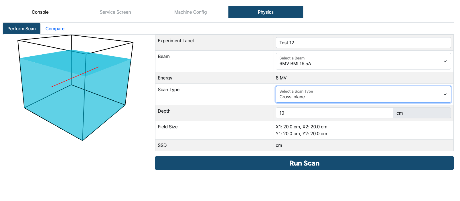Scanning Water Tank — perform a scan