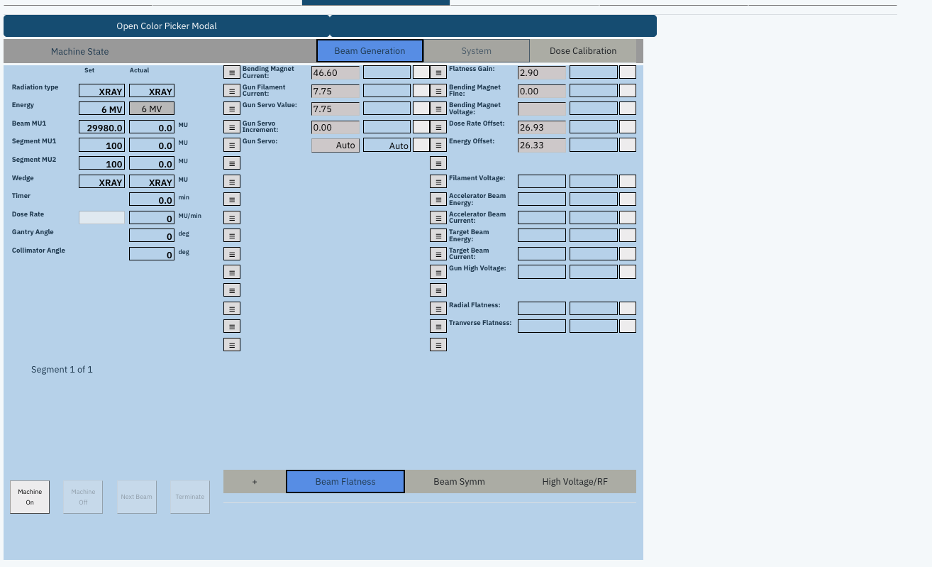Elekta service screen in edit mode