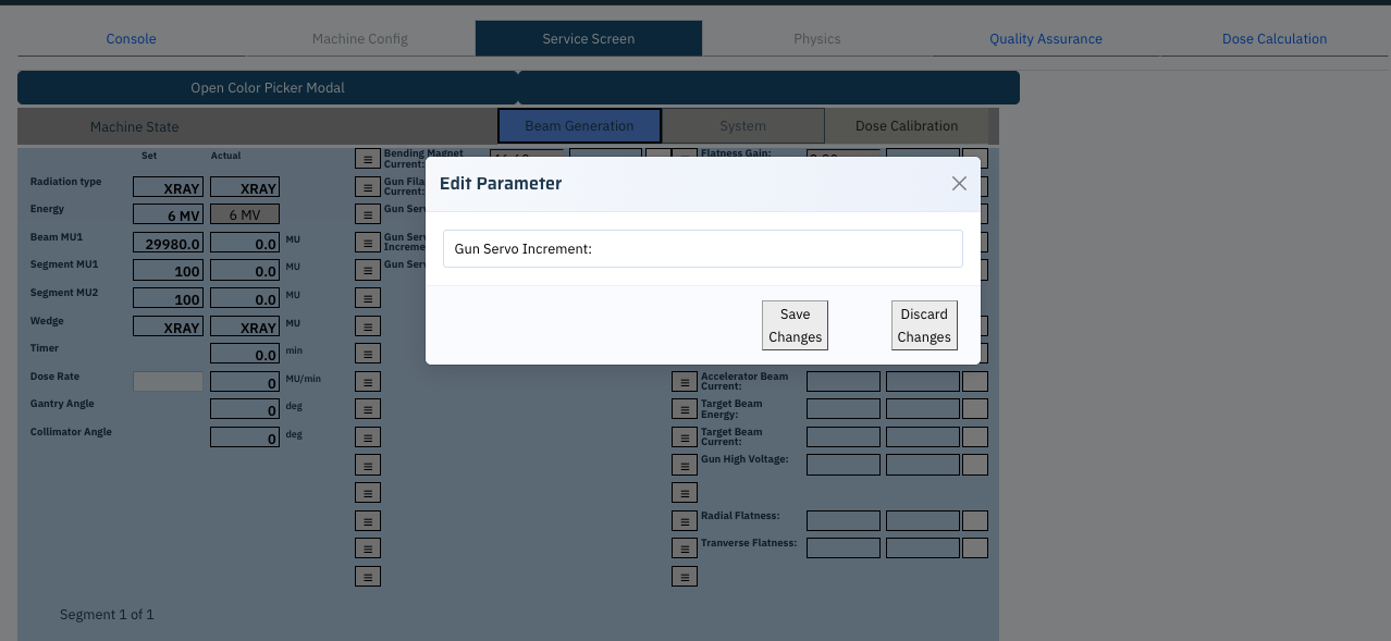 Elekta edit parameter pop-up