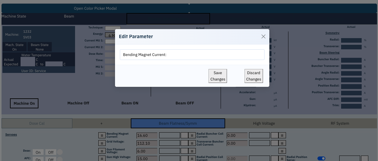 Varian edit parameter pop-up